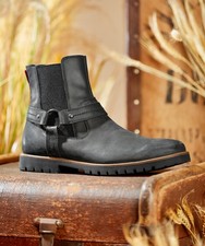 Joe Browns Men's Strap Detail Oiled Leather Biker Boots