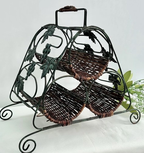 Vintage metal wicker bottle - metal, 3