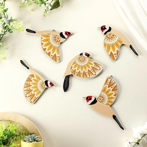 5pcs wooden bird wall art - bird,