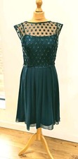 New Coast Lori Lee Short Sequin Party Dress Size UK 16 Forest Green Evening Xmas