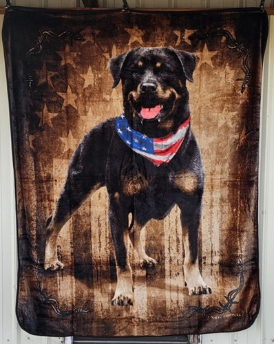 Rottweiler dog american flag - rottweiler,