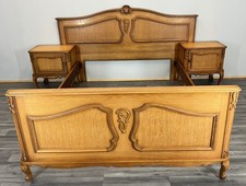Bed Frame Vintage French Louis Style Double with Matching Bedsides LOT 4101