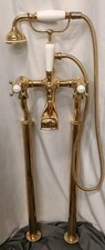 C P HART BRASS GOLD PLATED BATH SHOWER  MIXER TAPS ON FREESTANDING LEGS REFURBED