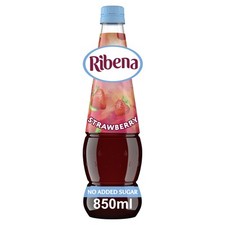Ribena Strawberry Squash No Added Sugar 850ml - Real Fruit | Rich in Vitamin C |