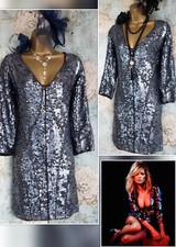 Rare kate moss topshop 20s gatsby vintage sequin blue beaded  evening dress 10