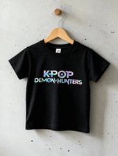 KPOP Demon Hunters Kids T-Shirt – Holographic Logo Fan K-Pop Movie Unisex Black