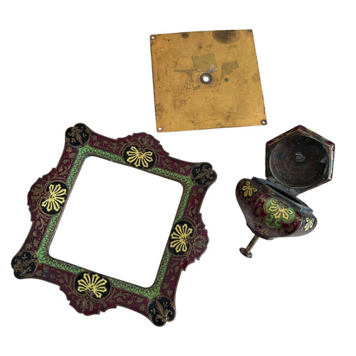 Antique inkwell champleve - antique,