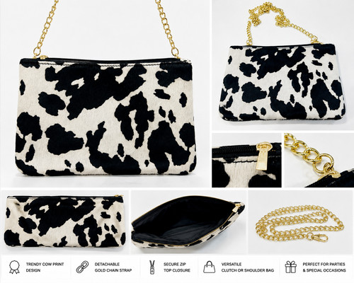 Cow print clutch - cow,