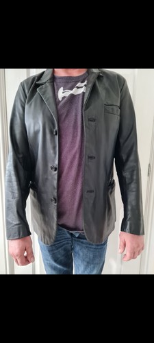 Mens leather jacket river - leather,