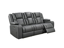 Grey Leather Electric Recliner