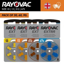 Rayovac Extra Hearing Aid Batteries Advanced Size 10 13 312 675 Pack of 30 60 90