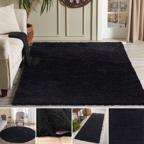 Shaggy rug modern black small - rug,