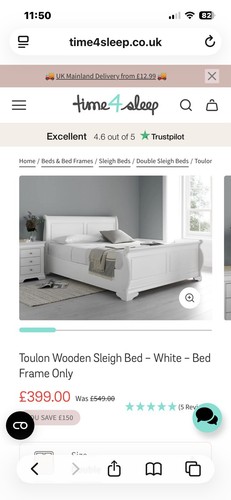 Sleigh bed white - bed,