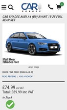 AUDI A4 AVANT 2015+ (B9) CAR WINDOW SUN SHADE BABY SEAT CHILD BOOSTER BLIND UV