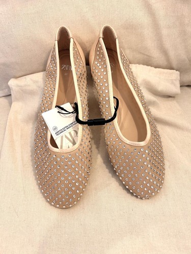 Zara nude mesh embellished - nude,