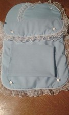  Quilt Pillow Sheet and Mattress for Silver Cross Roamer/Surf Dolls Pram Blue