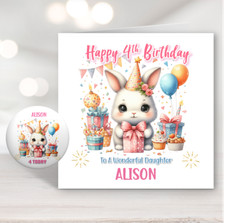 Girls Rabbit Birthday Card