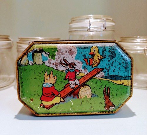 Vintage blue bird toffee tin - vintage,