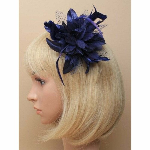 Navy blue fascinator comb with - comb,
