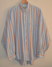 Thomas Burberry Chatham Place Blue Stripe Cotton Shirt Size Large