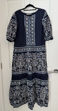 Ladies TU prairie Boho Floral Blue Midi Dress UK Size 18