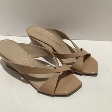 Stuart Weitzman Miami 50 Nude Beige Wedge Slide Womens Size 7B, New