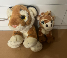 2x Keel Toys Baby Adoptables Tiger & Giraffe Soft Toy Plush