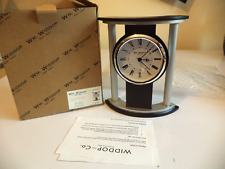 NEW BOXED Wm.Widdop modern contemporary Shape Mantel Clock W2907 SILVER BLACK