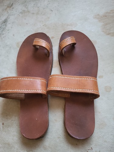 Handmade leather sandals tan - leather,
