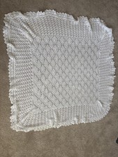 X large Handmade Knitted White Wool Blanket For Babies And Toddlerspretty design