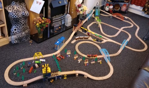 Wooden train set large - wooden,