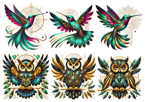 Art deco birds x a4 - art,
