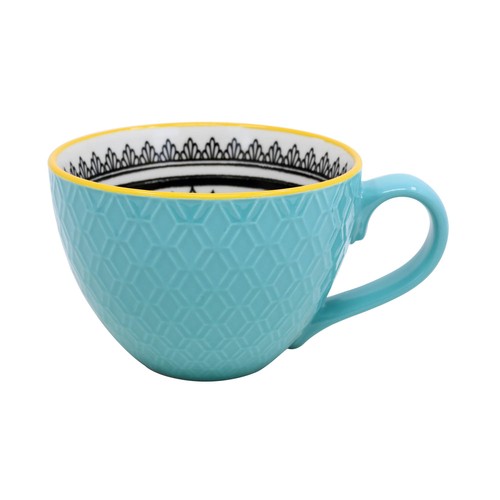 Teal coffee tea mug - teal, bone