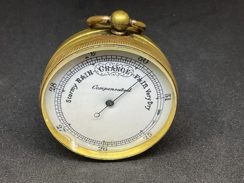 Antique brass pocket aneroid - brass,