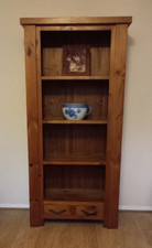 Tall pine bookcase, approx. 6 feet x 2 feet 9inch for collection only PE10