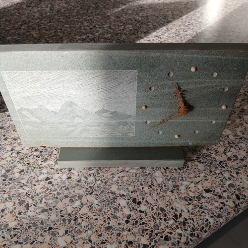 Granite slate mantel clock - mantel,