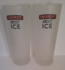 Brand New 2 x Smirnoff Ice Tall Frosted Pint Glasses, Home Bar Pub Collectables