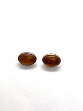 Vintage Round Solid silver 925 Baltic Amber Earrings-Hallmark/Stamp