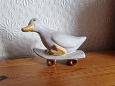 Rare Vintage Pottery Skateboarding Duck