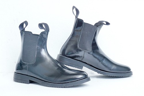 Black leather riding boots - black,
