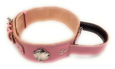 Pink heavy duty leather dog - pink,