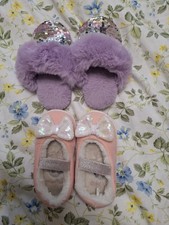 Two Pairs Girls Slippers Size