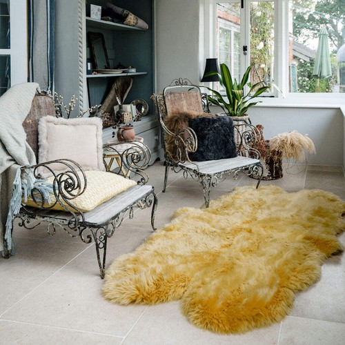 Mustard sheepskin rug - mustard,