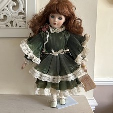 Porcelain Collectors Victorian Doll On Stand. Named Lisa. 17 Inches Tall