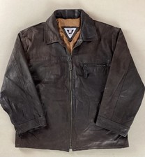 Vintage Leather Highwayman Jacket Bomber Jacket Brown Size 50