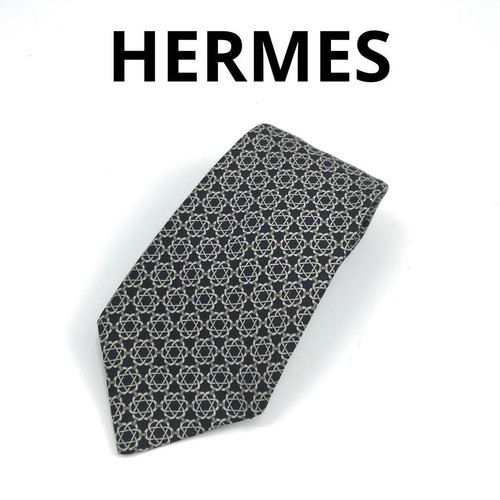 Hermes geometric grey silk tie - geometric,