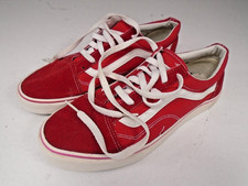 VANS Off The Wall Red & White Suede Canvas Trainers Sneakers Shoes UK 9.5 EU 43
