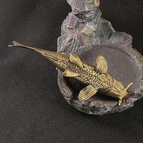 Carp statue brass figurine - carp,