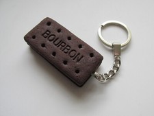 Handmade Unusual Fun Novelty Fimo Chocolate Bourbon Biscuit Chain Keyring Key