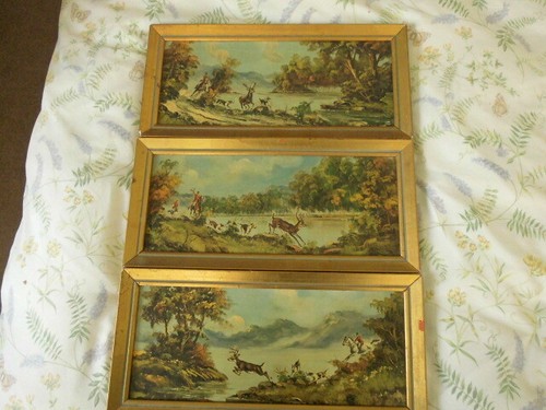 Wood framed vintage art - framed,